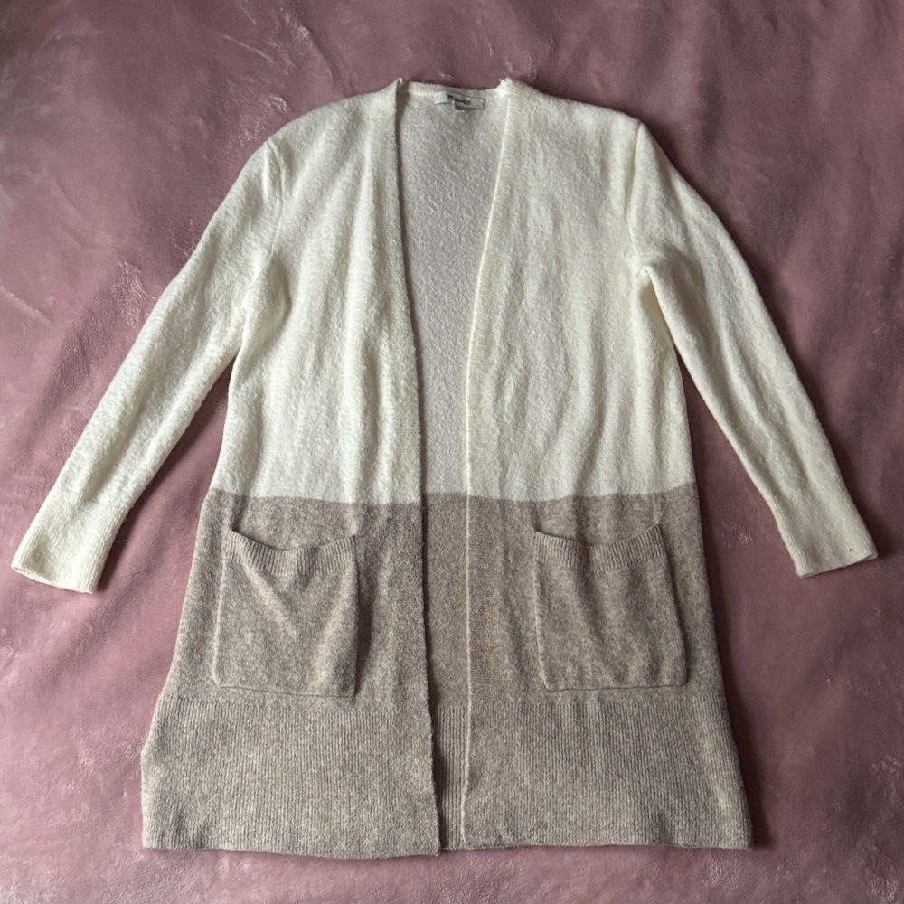 Madewell Kent colorblock open-front cardigan sweater